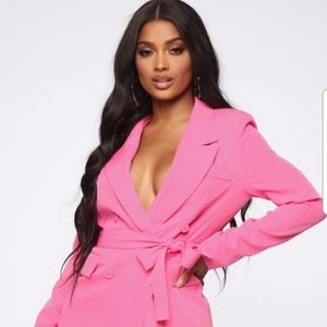 Fashion Nova Belted Blazer Short Set